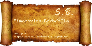 Simonovits Borbála névjegykártya